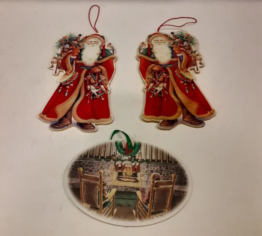 Vintage Cardboard Stock Christmas Trio Ornaments